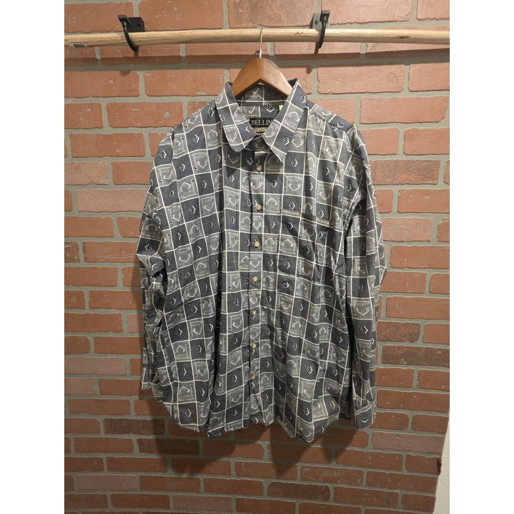 Bellini Collection Mens Button Up Shirt  Long Sleeve Cotton Golf XXL. Sku 90‎